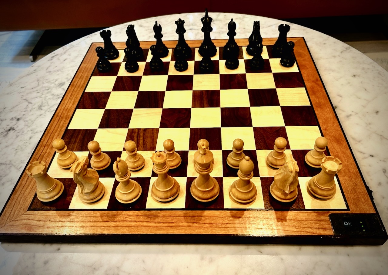 Liminal Chess board, close view of the inlaid squares